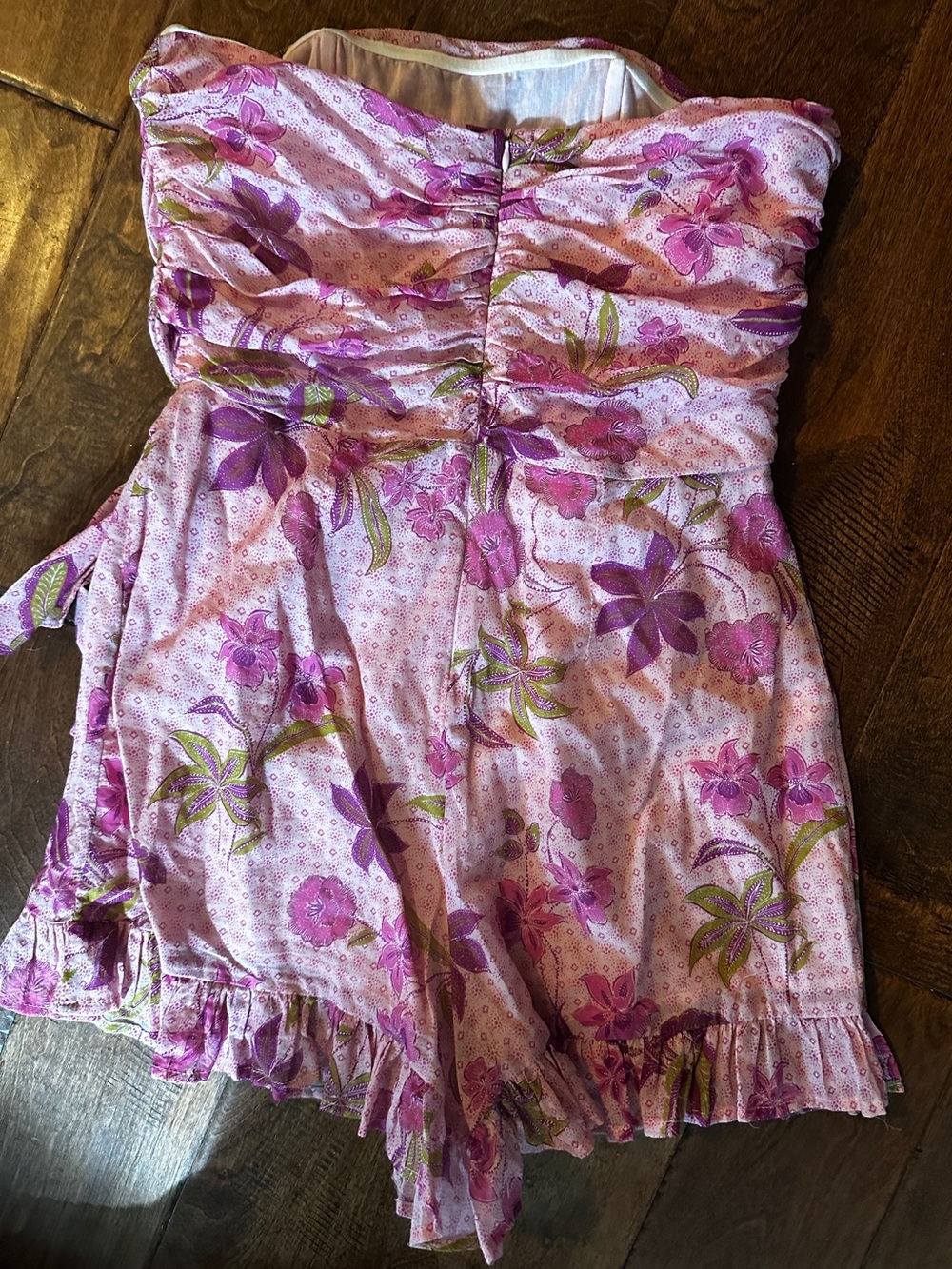 Olivaceous Floral Strapless Ruffle Romper Size Medium - Picture 5 of 5